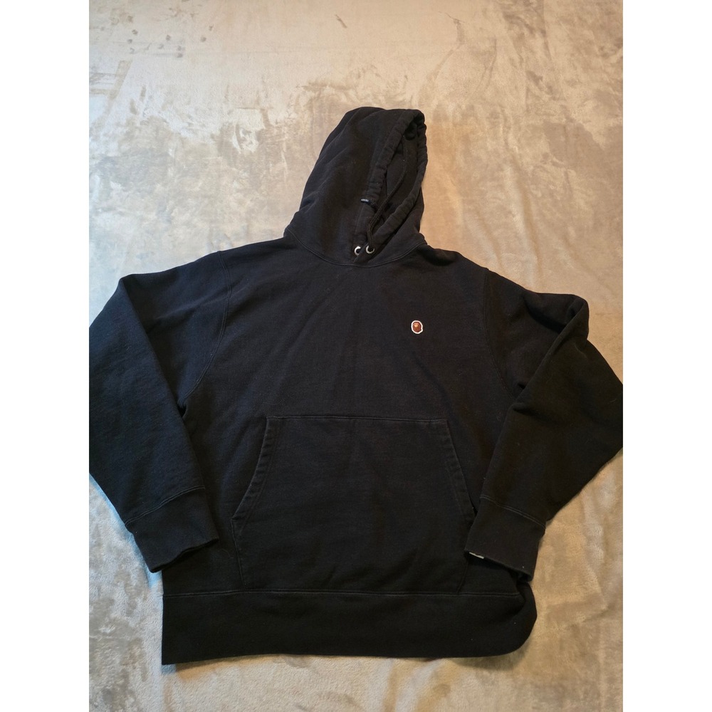 A Bathing Ape Hoodie Mens Medium Black Relaxed Fit Ape Head Logo 001PPJ301014M